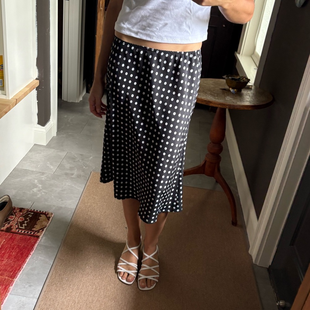 Vintage Black Polka Dot Midi Skirt